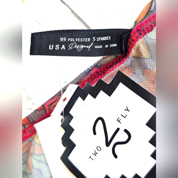 Two 2 Fly Soft Lace Sheer Floral Boho Hippie Western Kimono Cover Up Colorful - Picture 8 of 10